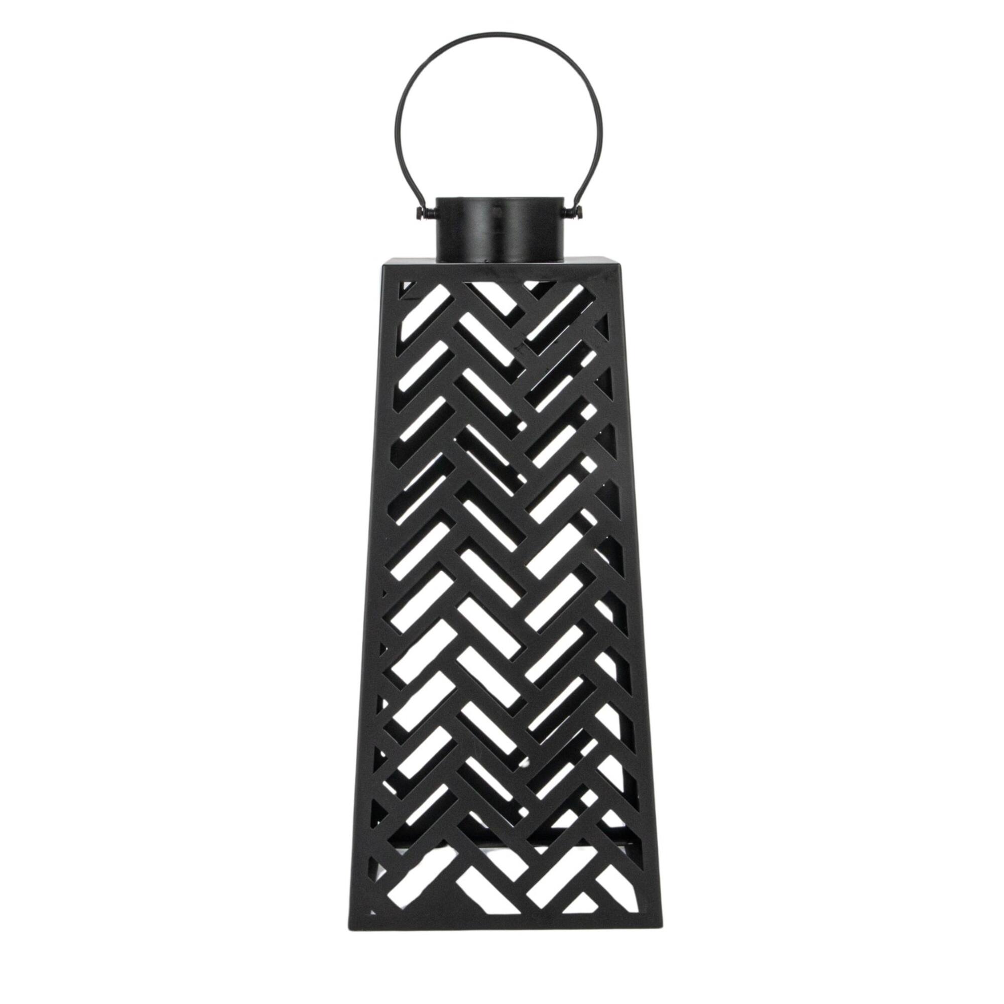 Hello Honey® 24.75" Black Metal Rechargeable LED Indoor Lantern